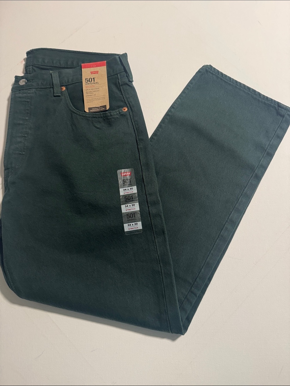 Levis 501 Jeans Mens 34 30 Green Button Fly